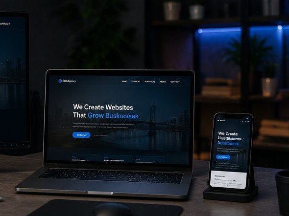 Finished website live on a mobile phone